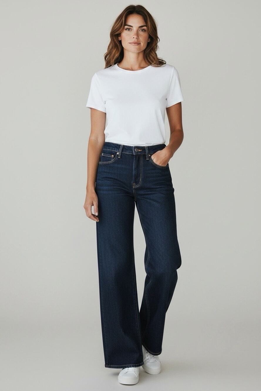 NWT Blue Levi's Ribcage button fly High-Rise Straight Wide Leg Jeans Size 31x32